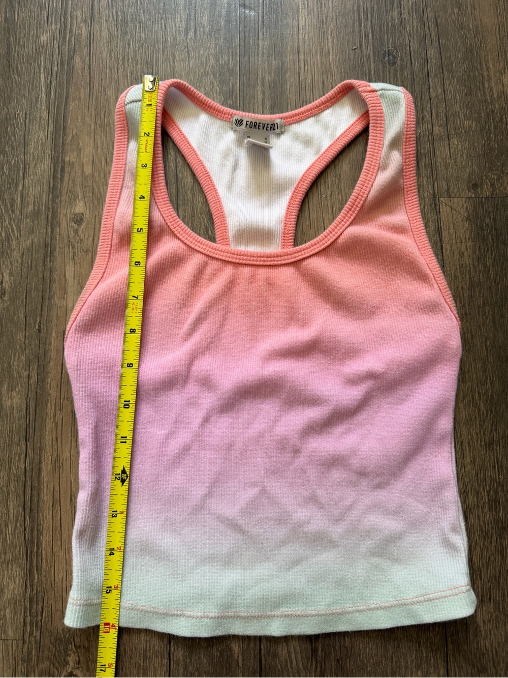 Forever 21 Pink Mint Ombre Racerback Crop Top T- Shirt Casual Stretch M - Picture 5 of 6